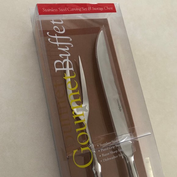 Gourmet Buffet™ Stainless Steel Carving Set and Wooden Storage Chest - Picture 6 of 9